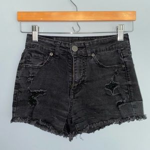 aeropostale black wash high waisted shorts